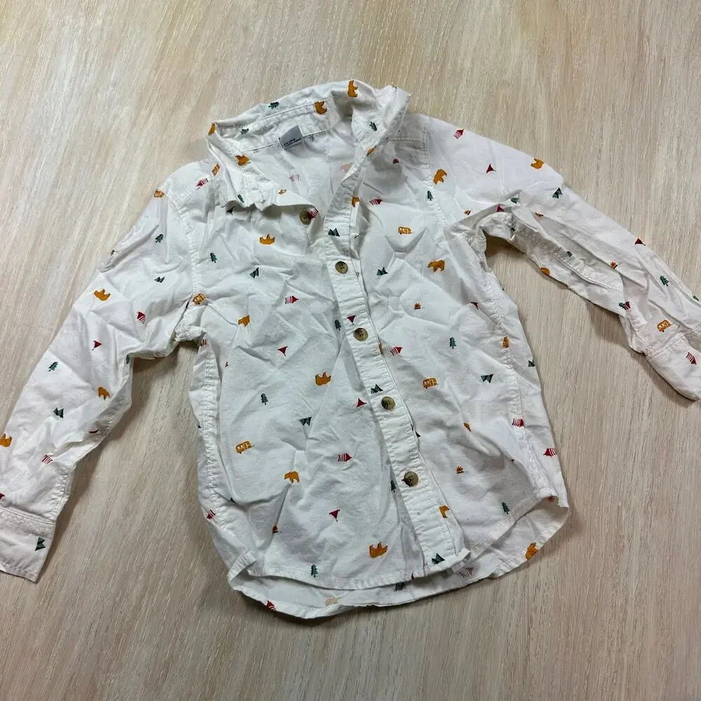 2 Piece Lot Bundle of Boys Blue White Kids Casual Button Down Dress Shirts 4T